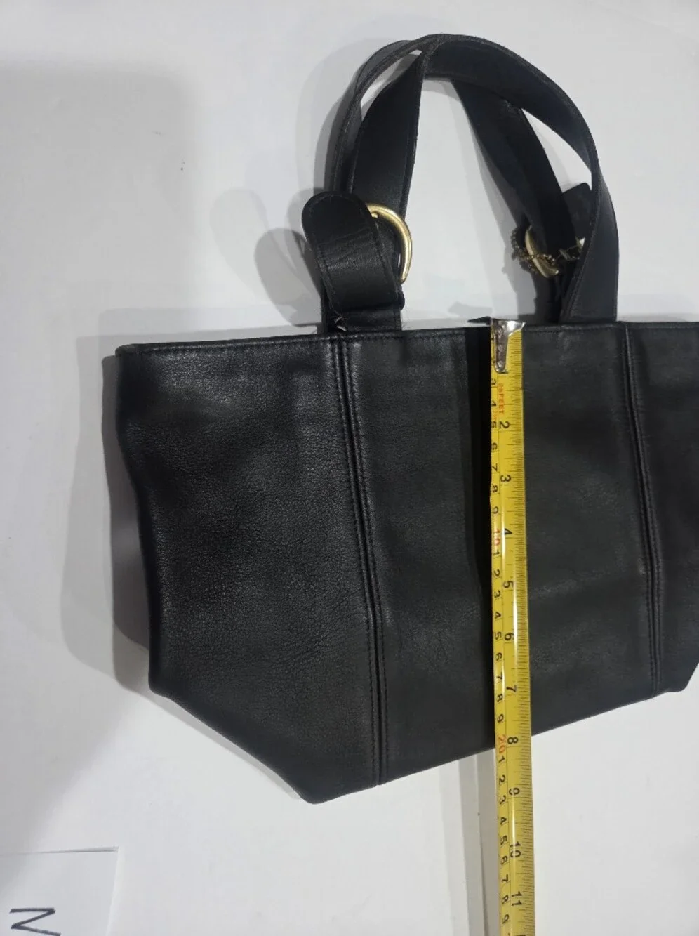 Vintage Coach Waverly  Black Leather Small Tote Bag with Gold Buckle